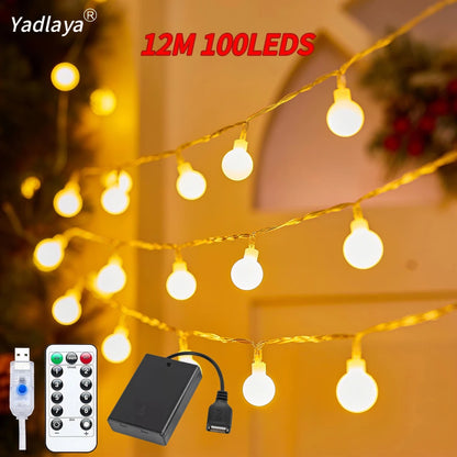 10M USB/Battery Power Ball LED String Lights Garland Lights Outdoor Lamp Wedding Garden Fairy Lights Christmas Decoration