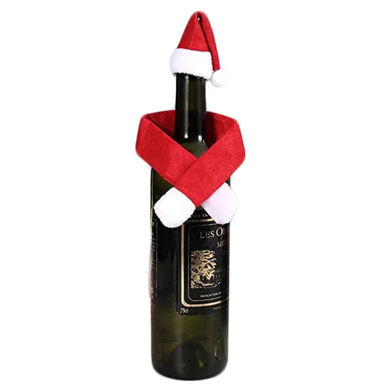Creative Christmas Wine Bottle Cover Set Velvet Santa & Snowman Decor