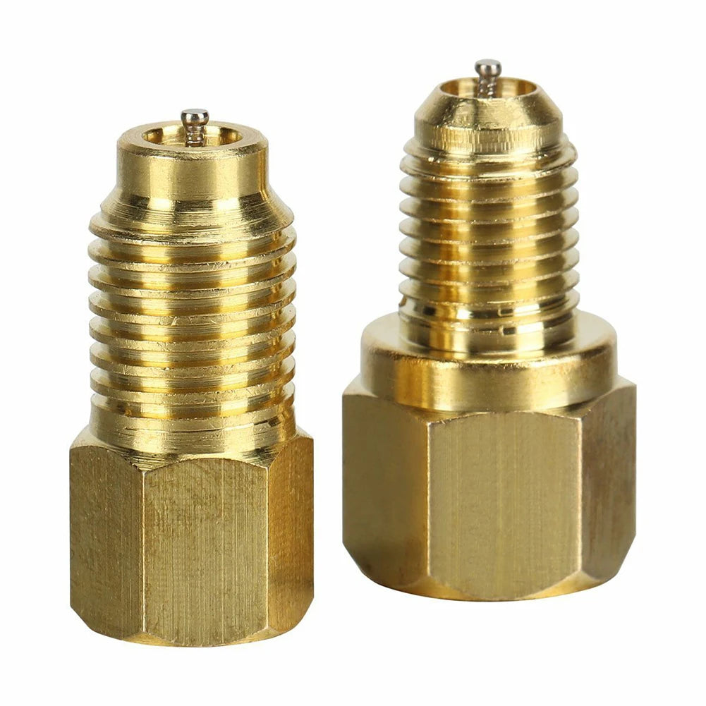 2pcs R12 To R134a R134a To R12 Adapter 1/4 Female Flare 1/2 Acme Male Valve Kits Brass Leak-proof Adapter