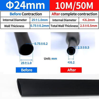 5 Meter 4:1 Dual Wall Heat Shrink Tube with Glue Heat Shrinkable Tubing 4-32mm