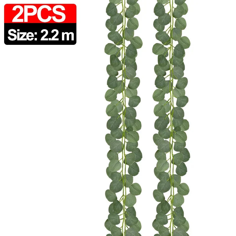 2.2M Artificial Eucalyptus Garland – Green Eucalyptus Vine Plant for Wedding Arch, Wall & Home Garden Decoration