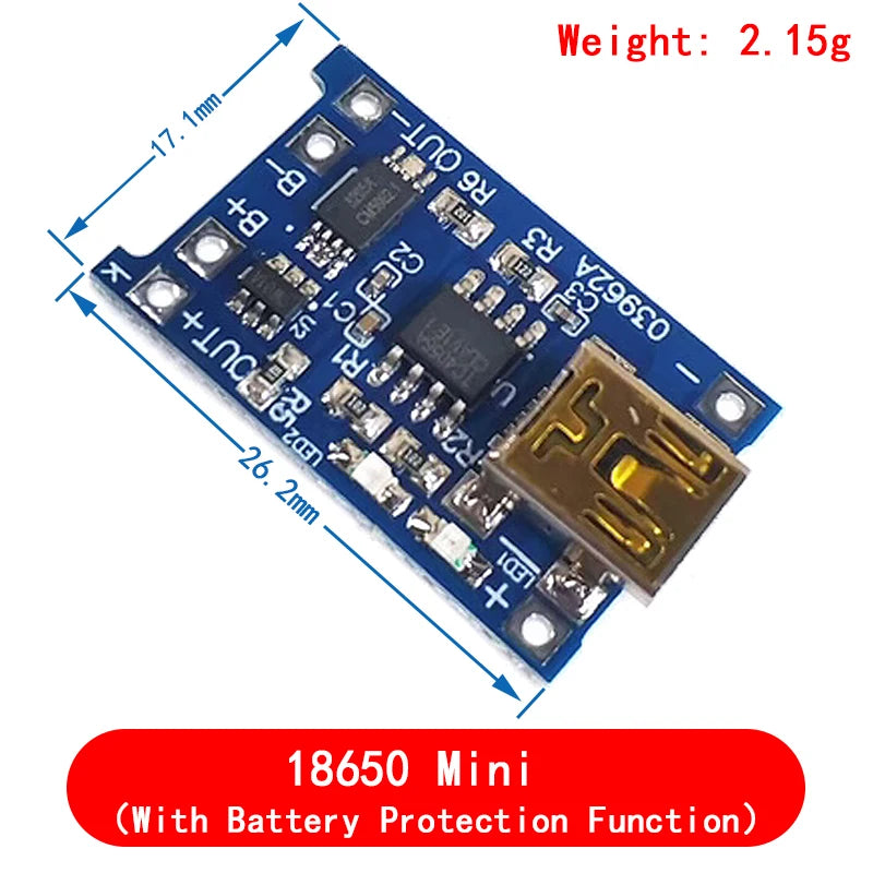 type-c/Micro USB 5V 1A 18650 TP4056 Lithium Battery Charger Module Charging Board With Protection Dual Functions 1A Li-ion