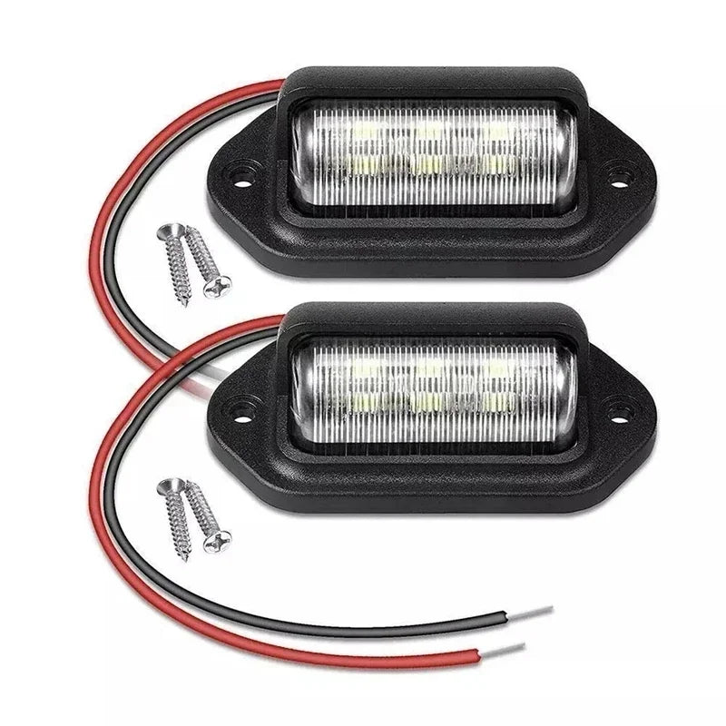 6 LED Car License Plate Light 12-24V Waterproof White Lamp