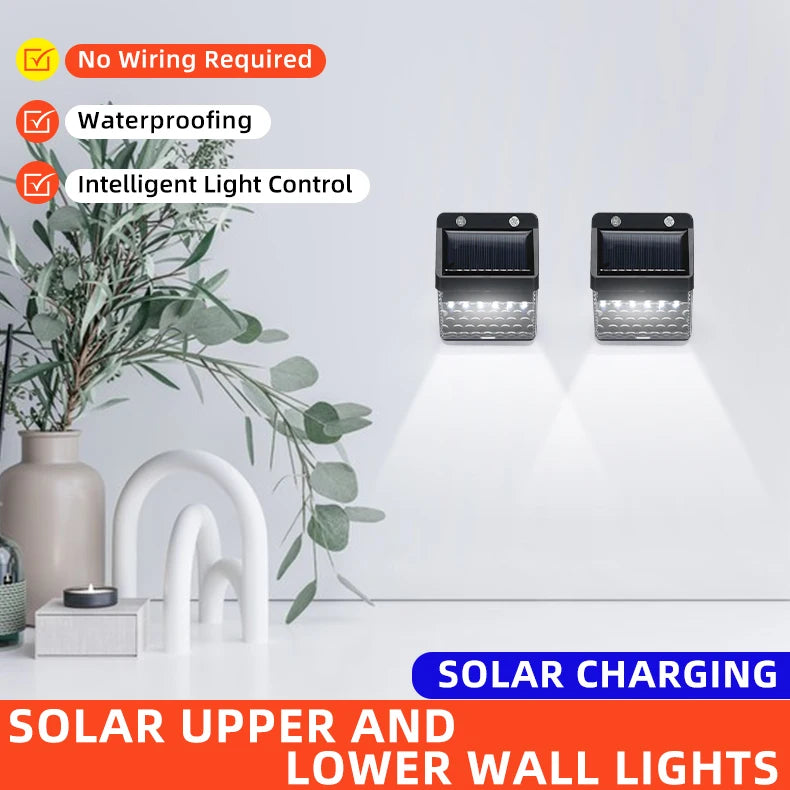 Mini Solar LED Wall Lamp with Light Sensor Waterproof Garden Light
