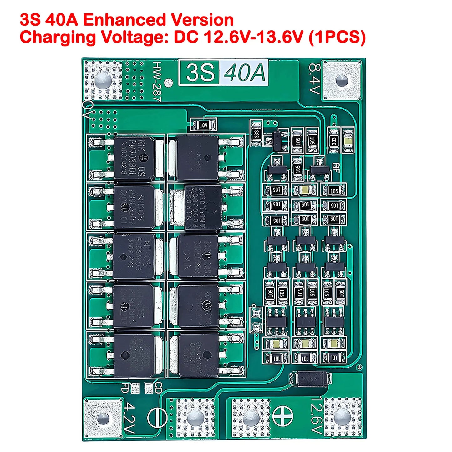3S 4S Lithium Battery BMS Protection Board 40A 60A with Balance and Enhance Functions for Drill Motor 11.1V-16.8V Li-ion Cells
