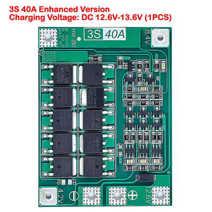 3S 4S Lithium Battery BMS Protection Board 40A 60A with Balance and Enhance Functions for Drill Motor 11.1V-16.8V Li-ion Cells