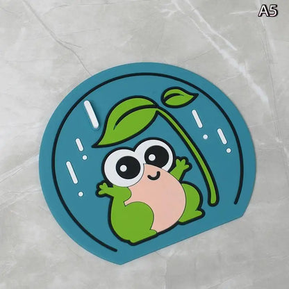 Sewer Floor Drain Cover Deodorizer Cat Frog Pattern Bathroom Silicone Seal Mat Deodorant Mat Kitchen Toilet Insect-Proof Mat