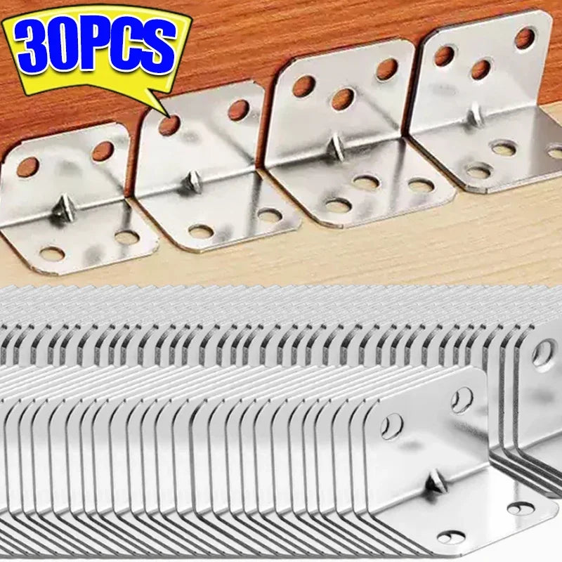 Universal Stainless Steel 90 Degree Corner Bracket Right Angle Fixed Bracket for Wood Furniture Bedframe Cabinet Accessories