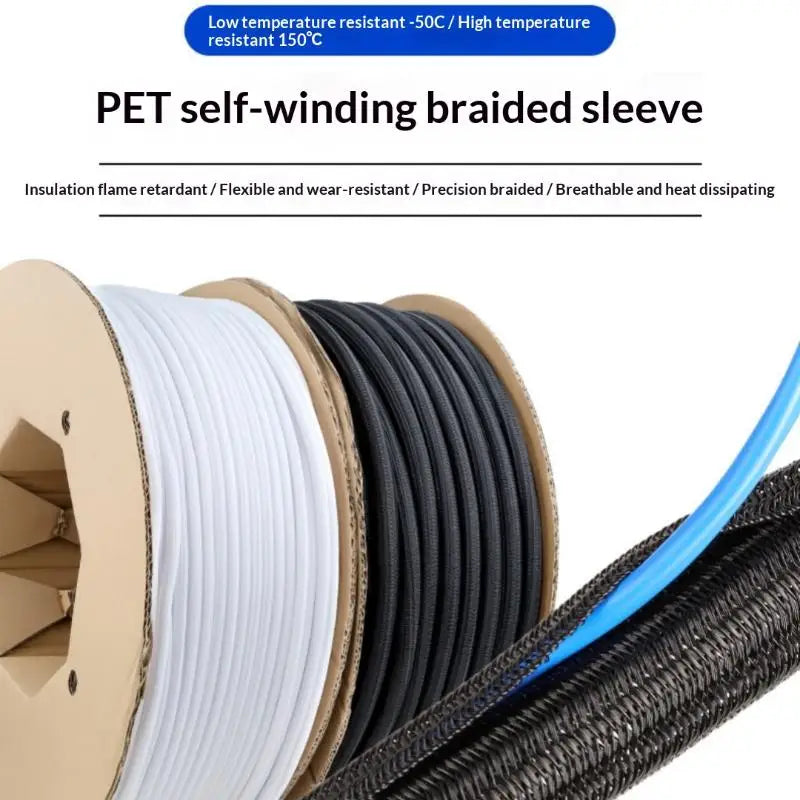 8-32mm Self-Closed Braided Cable Sleeve Wire Organizer High Protection