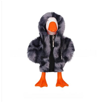 Zippered white outfit for 7 inch desktop goose soft fabric clothing for decorative home and office desktop use