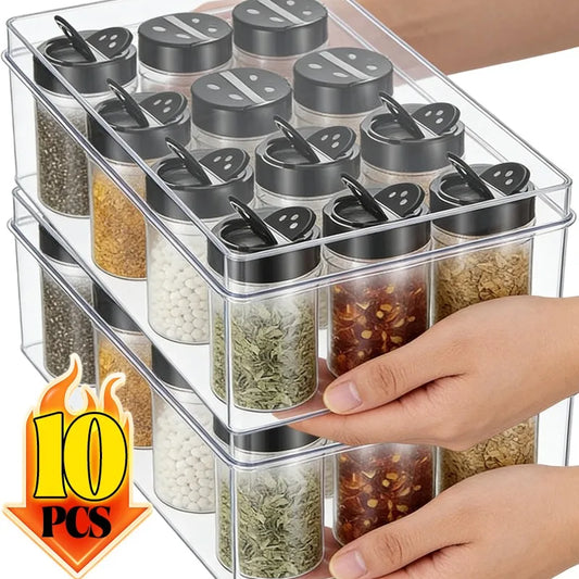1/10Pcs Plastic Spice Jars with Shaker Lids Kitchen Empty Salt Pepper Condiment Powder Barbecue Seasoning Bottles Container