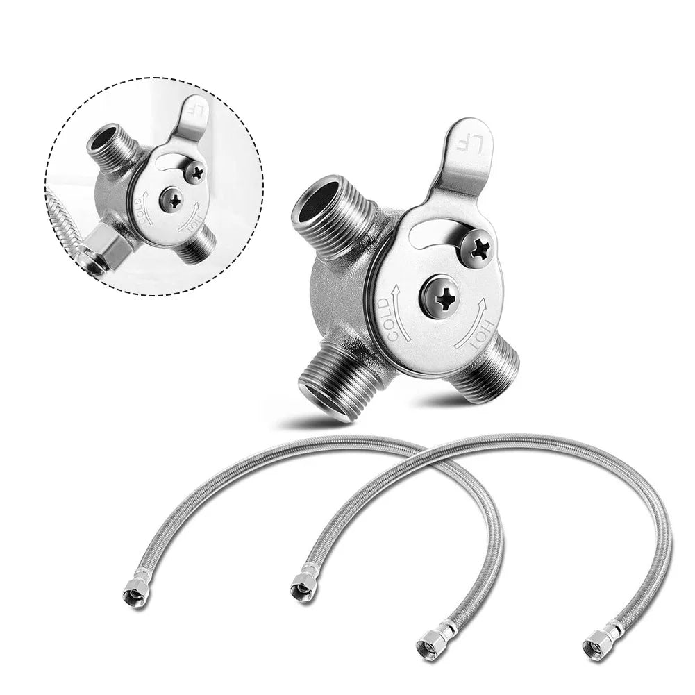 1pcs Manual Mixing Valve Cold And Hot Water Temperature Regulation Constant Temperature Mixing Valve With For Braided Tube