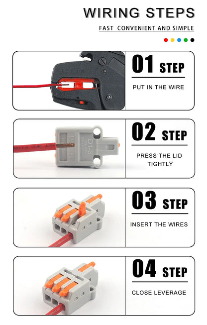 10PCS Universal Compact Wire Connector Splitter Quick Electrical Cable Splice Terminal Block for 28-12AWG Small Wiring Connector