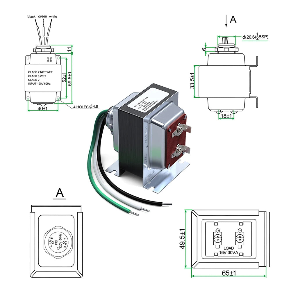 Relay Doorbell Power Supply As Shown In The Picture 16V30VA Transformer Easy Installation High-performance Power