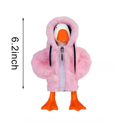 Zippered white outfit for 7 inch desktop goose soft fabric clothing for decorative home and office desktop use