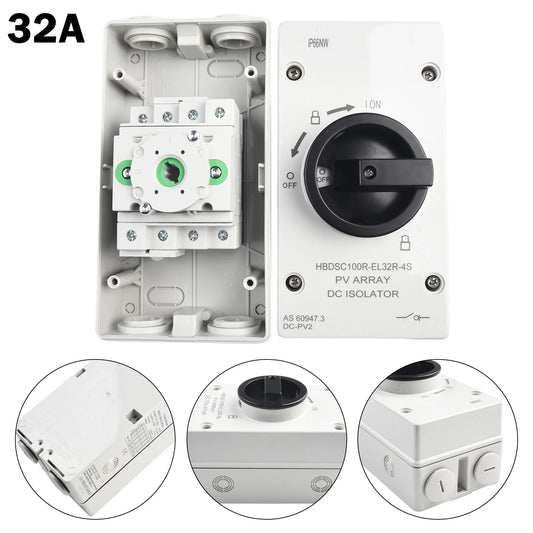 50 60HZ Isolation Switch Isolation Switch From 300V To 1000V Gray Plastic Silver Contacts 32A 1000V Above 440V