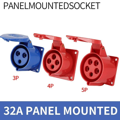 Industrial Plug and Socket Waterproof Connector 3PIN 4PIN 5PIN 16A 32A Electrical Connection Wall Mount Socket