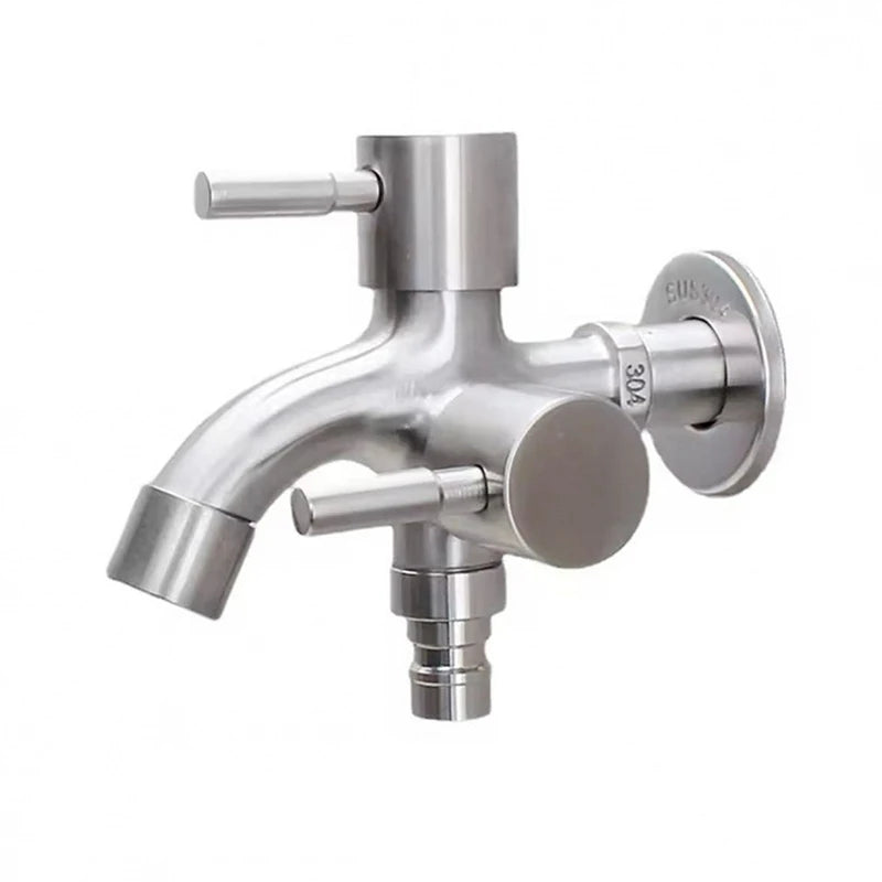 Multifunction Double Outlet Faucet 304 Stainless Steel One Into Two