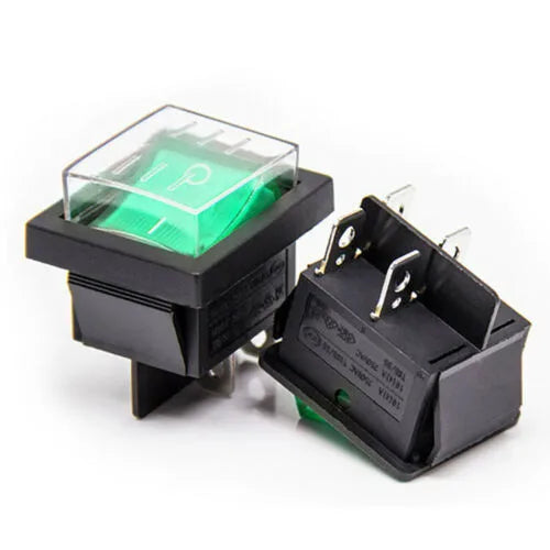 Rocker Switch 4 Pins DPST with Waterproof Cover Rated 16A 250VAC for Use in Industrial Machines and Electrical Appliances