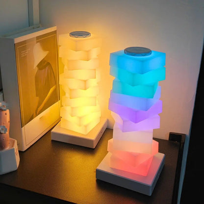 RGB 16 Color Charging Night Light Dazzling Bedroom Bedside Atmosphere Light Decor LED Light DIY Assembly Creative Gift Desk Lamp