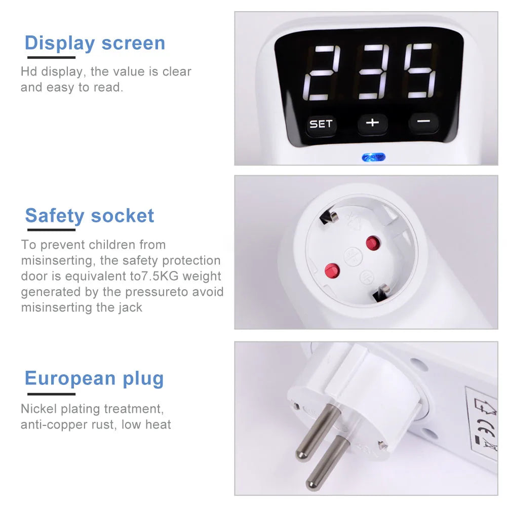 Adjustable Voltage Protector Socket AC120V/230V 16A Surge Protection with Delay | DE UK US Plug