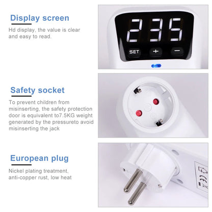 Adjustable Voltage Protector Socket AC120V/230V 16A Surge Protection with Delay | DE UK US Plug