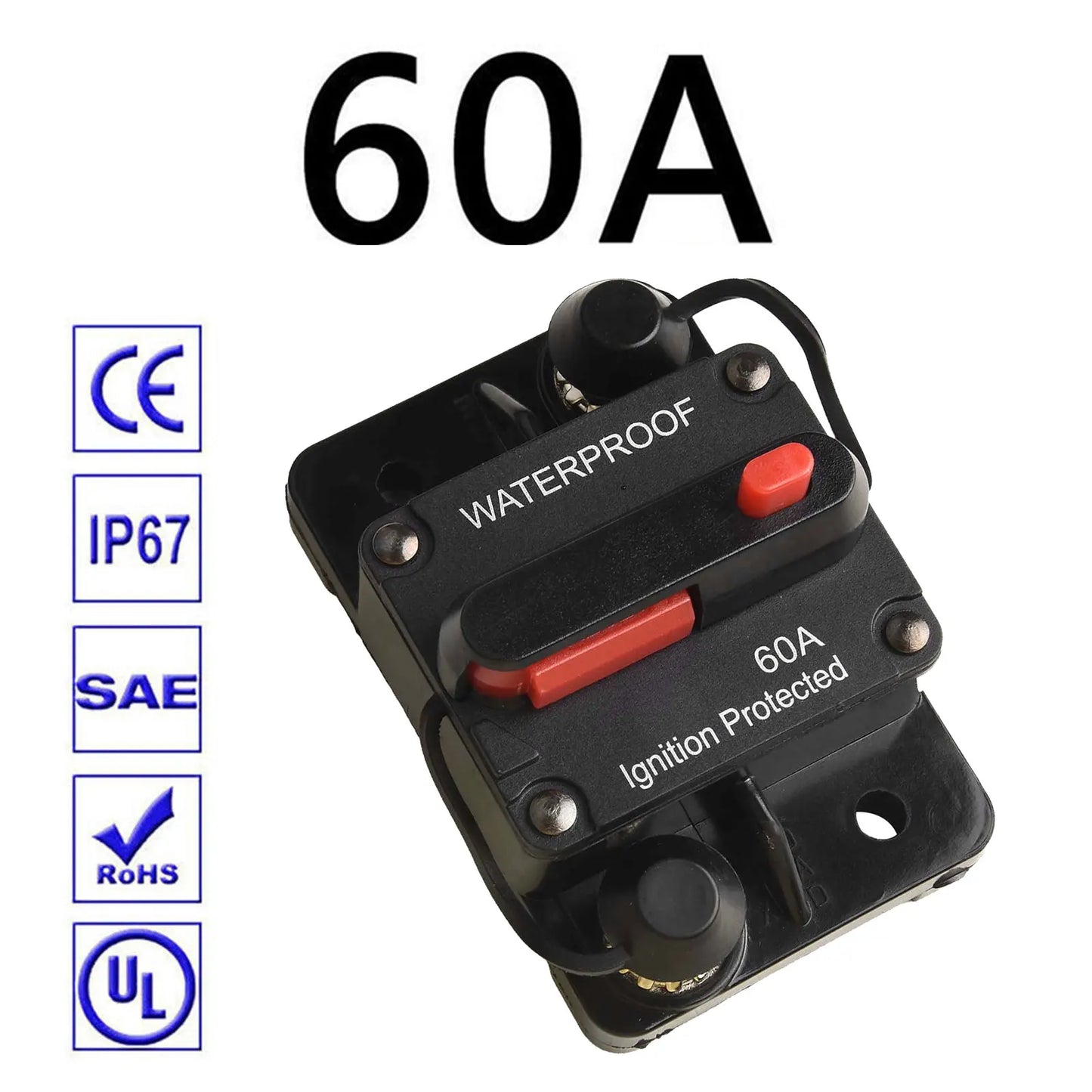 Color Black Manual Reset Fuse Sealed And Waterproof M6 Connection Studs Manual Reset Switch Protective Rubber Cap