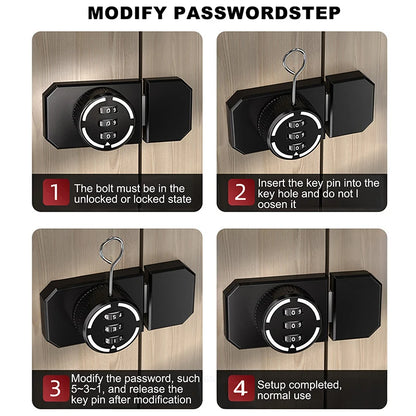 New 1 Set No-Punch Combination Door Lock 3 Digit Password Cabinet Locks With Combination Latch For Closet Door Door