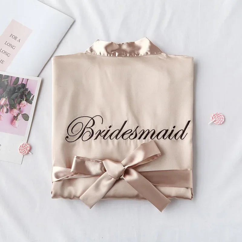 Bride To Be Team Bride Satin-Silk Robe Wedding Bridesmaid Robes for Women Bridal Shower Bachelorette Party Gift