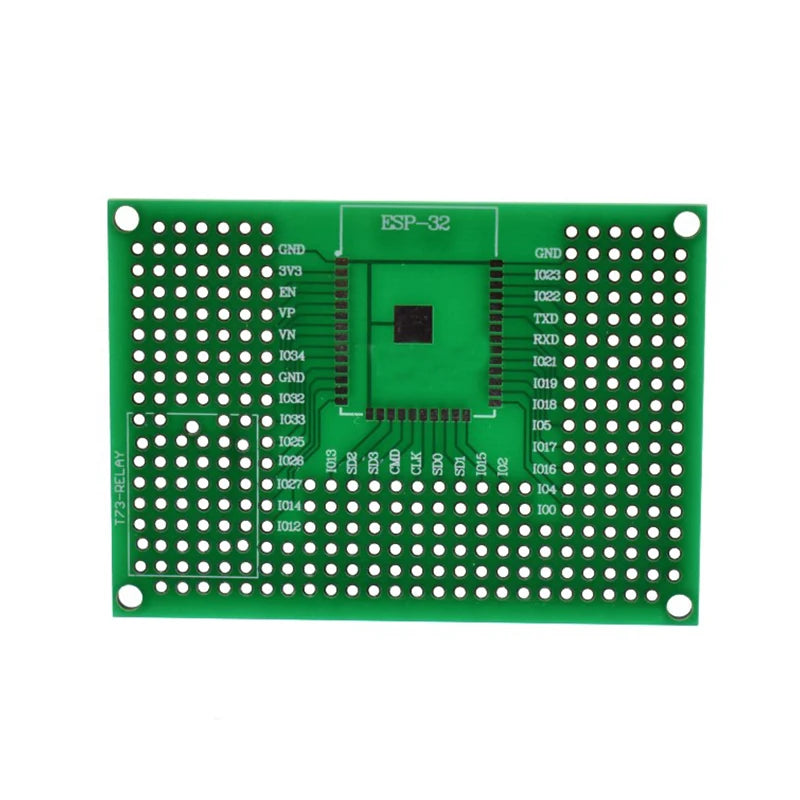 5×7cm Double-Sided Prototype PCB Board — ESP-12E/F, ESP32, Arduino Compatible