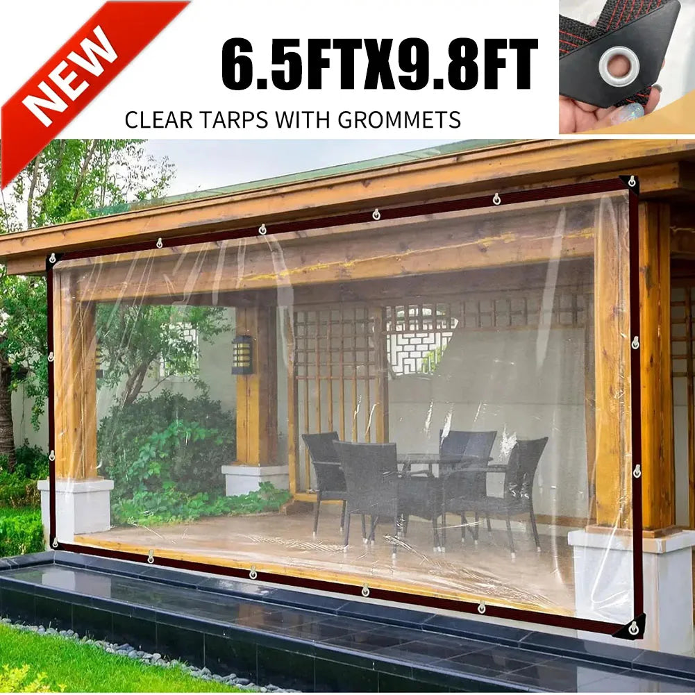 Transparent Waterproof Tarpaulin Clear Tarp PE Film Garden Patio Enclosure Wind And Cold Protection Plant Cover With Grommets