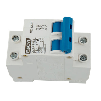 DC Miniature Circuit Breaker 2 Pole 1000V 32 Amp Isolator DC Disconnect Switch Thermomagnetic 10 A-63A 1.42 X 2.95 X 3.15 Inches