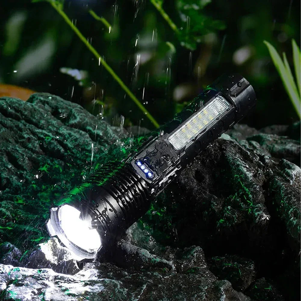 Type-C Rechargeable LED Flashlight High Zoom Torch Light