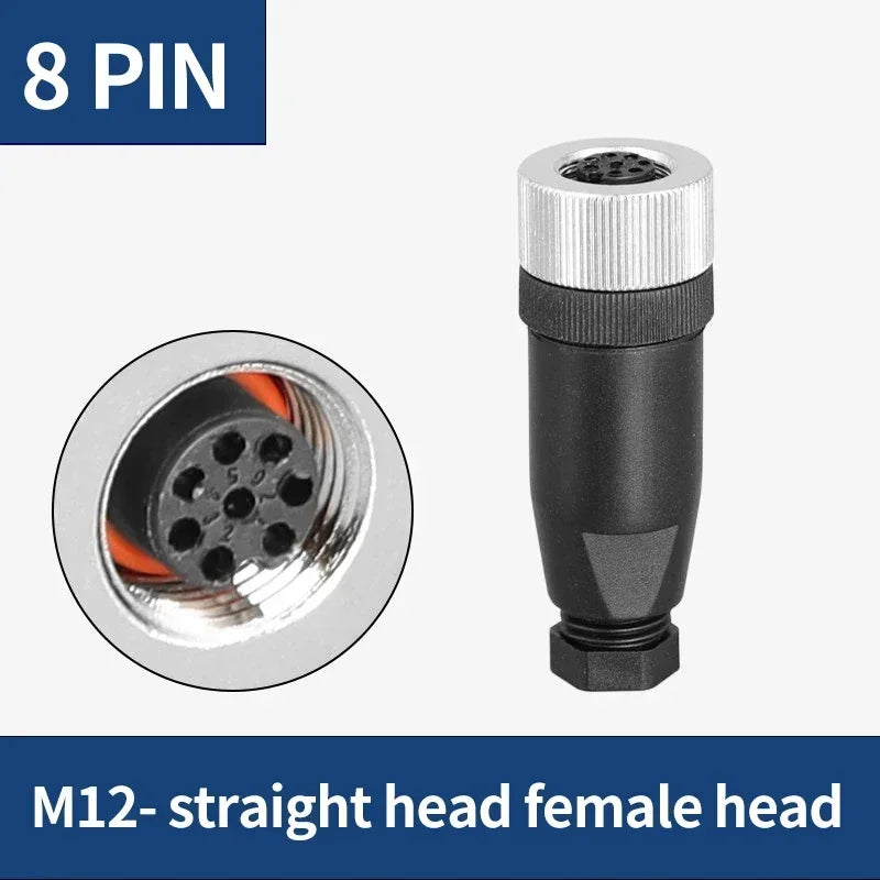 M12 12mm Sensor Connector Straight Angle Male Female Waterproof Screw Threaded Plug Coupling 4 5 8 Pin PG7