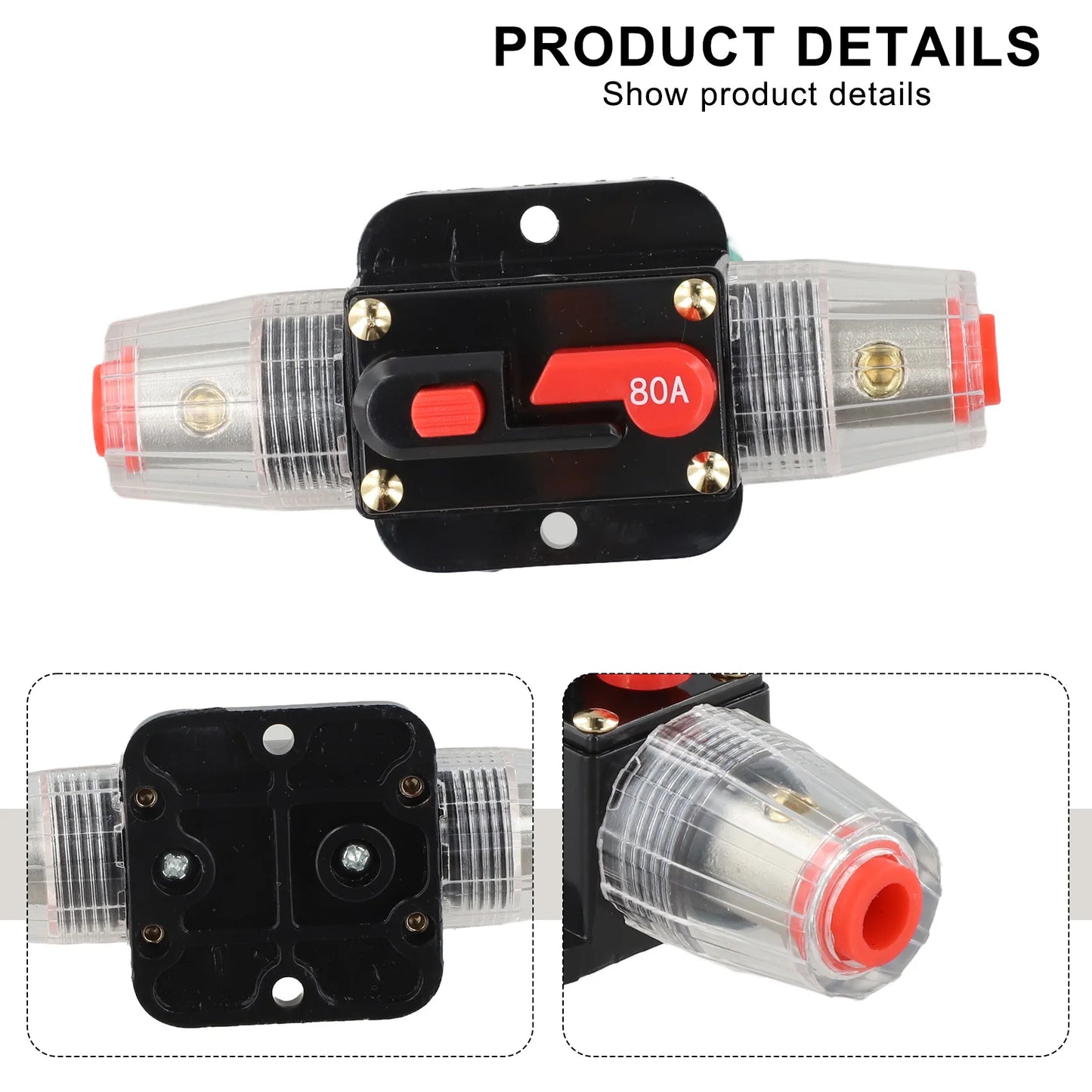 12V-24V DC Auto Inline Fuse Breaker Battery Safety Audio System Protection Overload Protection Device Temperature Resistance