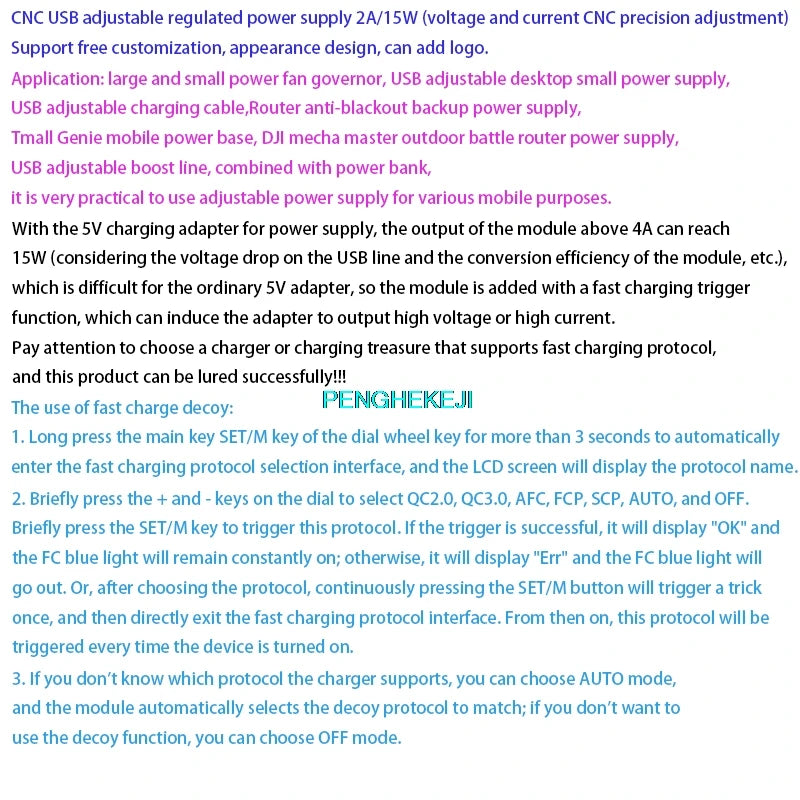 CNC USB Adjustable Regulated Power Supply Module 15W Constant Voltage & Current