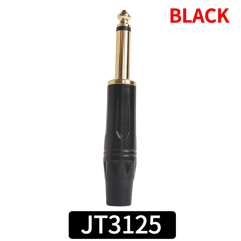 6.3mm Mono Plug to Gold RCA Connector Coaxial AV Audio Video Solder Adapter for Speaker Amplifier Mixer PC DIY