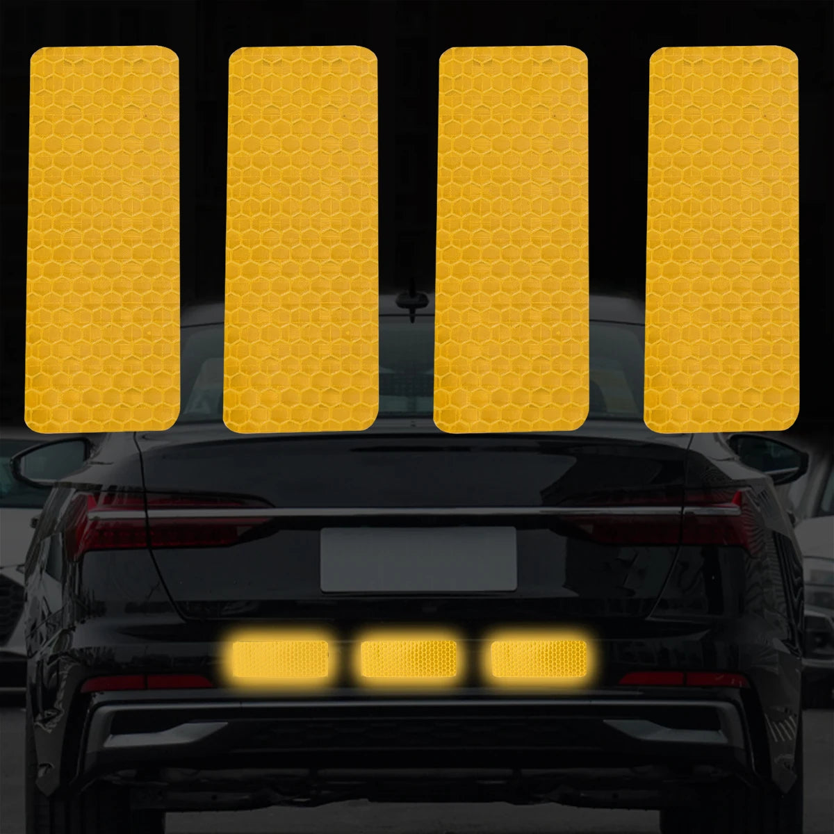 Car Bumper Reflective Safety Strip Stickers – Warning Reflector Tape for Auto Exterior & Interior (10pcs)