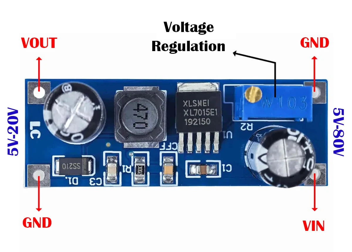 XL7015 Adjustable DC-DC Buck Converter Module 5V-80V to 5V-20V Wide Input Step-Down Power Supply