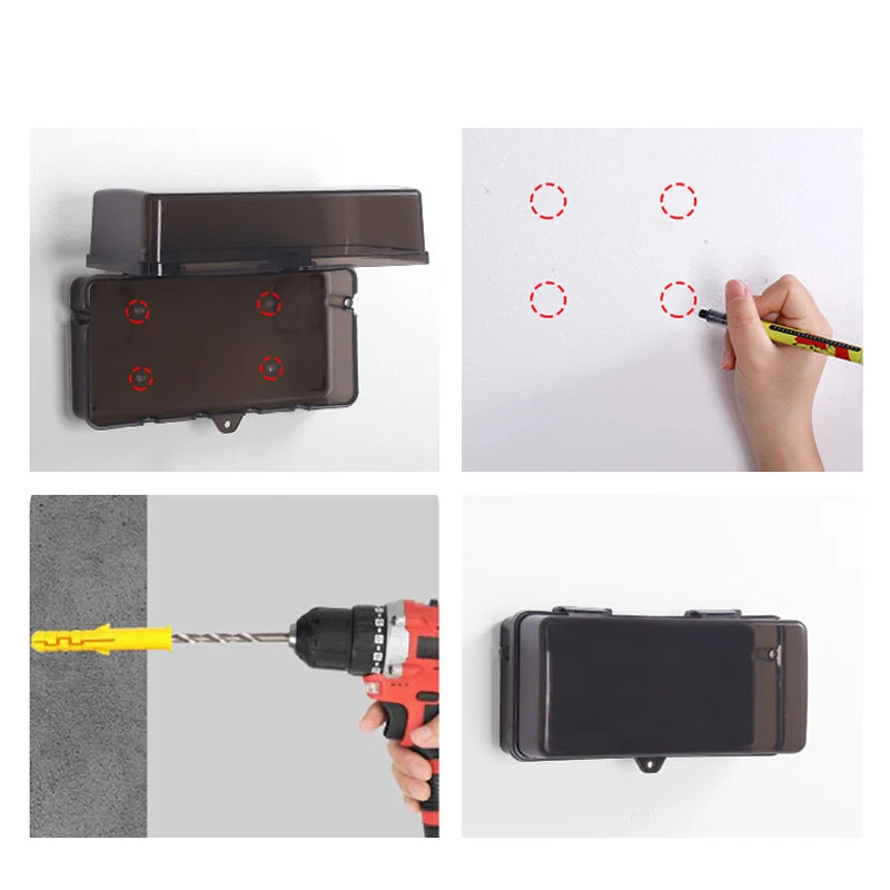 New 6 Outlets Plastic Cable Management Box Electrical Boxes Rain-Proof Weather Proof Plug Box Lead Cover For Protect Outlet Plug