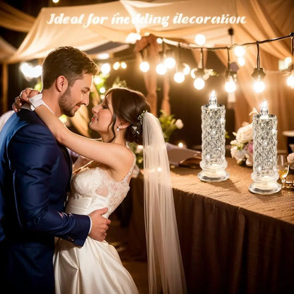 Crystal LED Flameless Candle Light Battery Night Lamp Wedding Decor