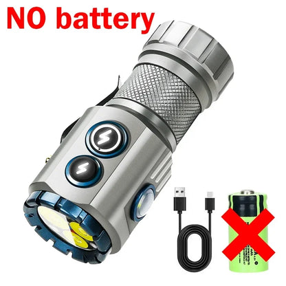 Mini LED Flashlight RGB Light Rechargeable Waterproof Pocket Torch