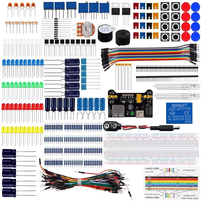 830-Point Breadboard Kit for Arduino UNO R3 with Resistors, Capacitors & Diodes