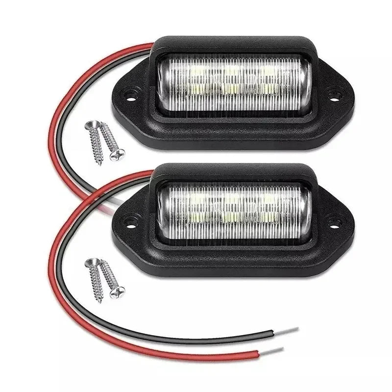 6 LED Car License Plate Light 12-24V Waterproof White Lamp