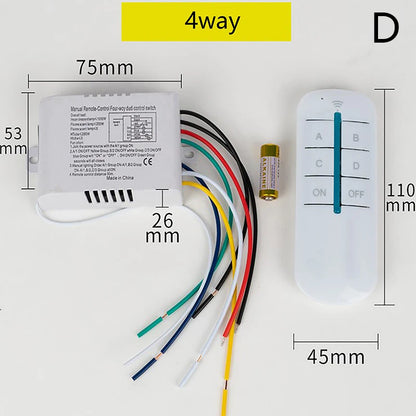 220V RF433 1/2/3/4 Ways Digital Remote Control Light Switch Wireless ON OFF Switch For Light Bulb Chandelier