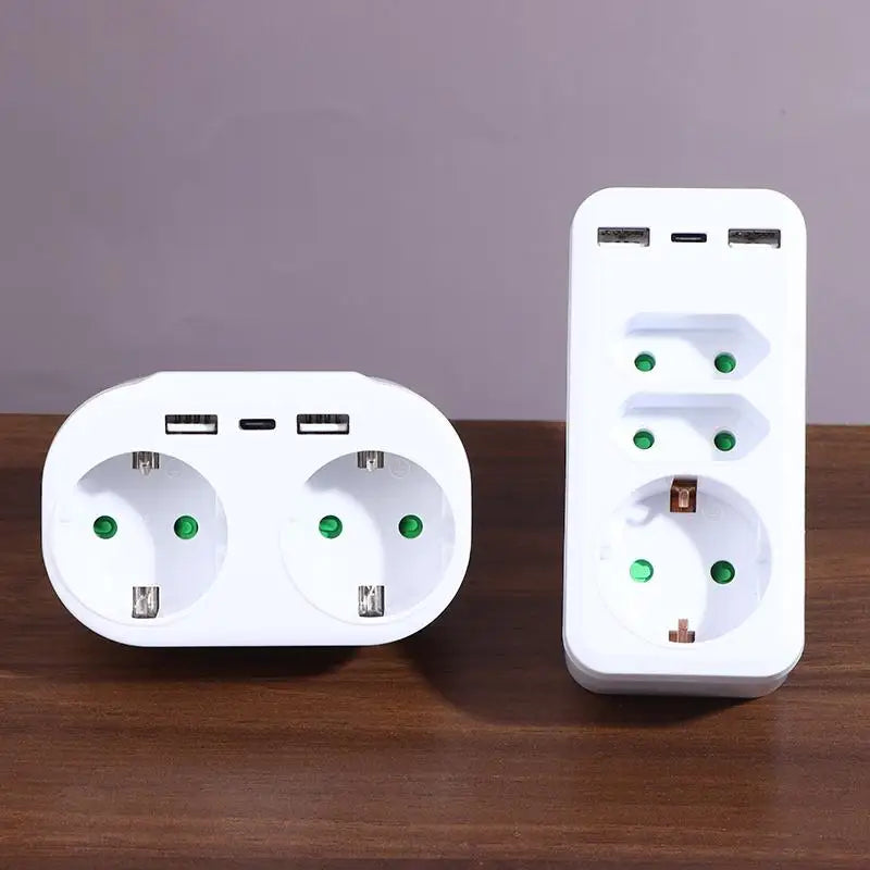 16A Plug Adapter Travel Charging German Standard Power Converter For Portugal Turkey 1 To 3 Plug EU Socket Adapter With Switch
