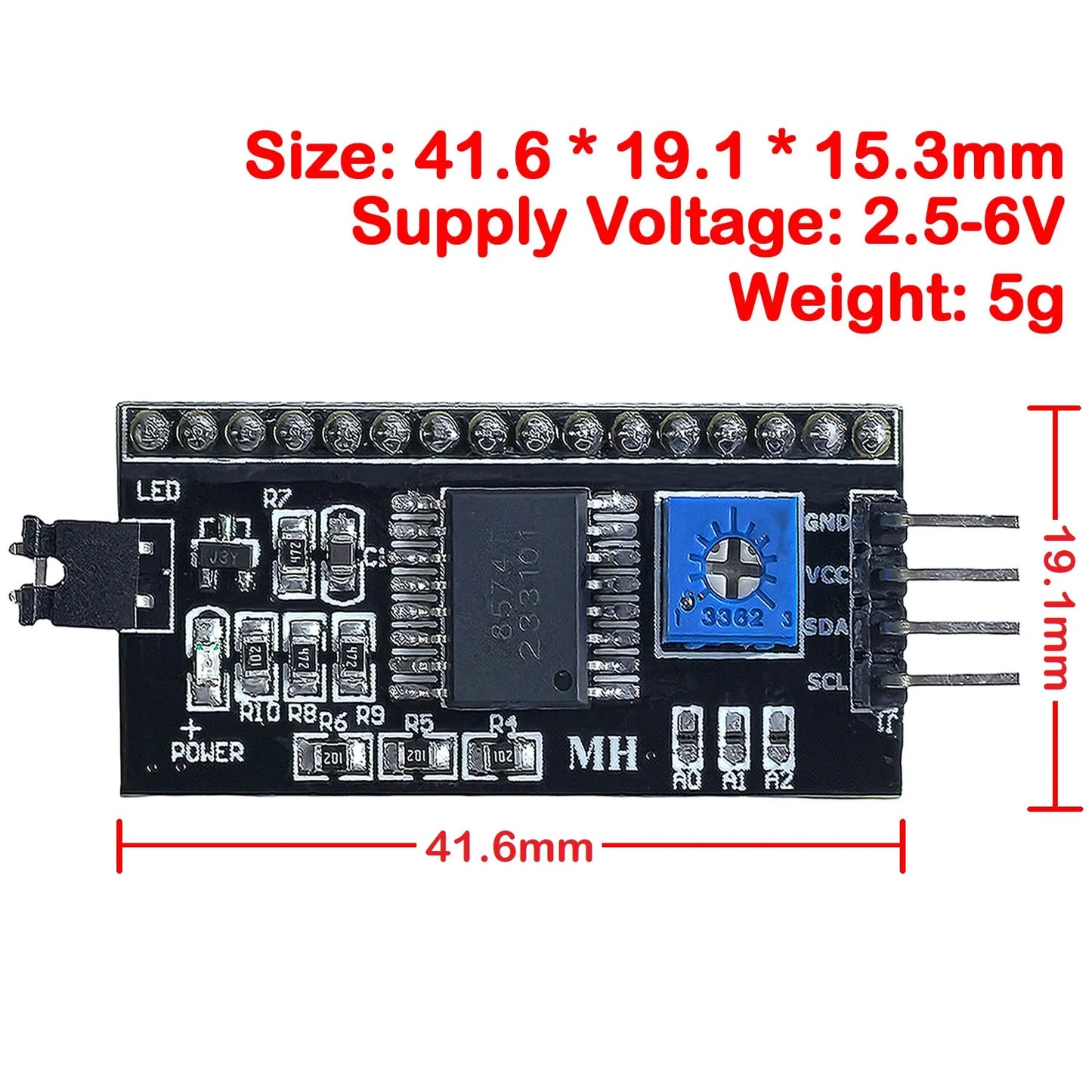 I2C/IIC/SPI LCD Adapter Module for 1602/2004 Displays PCF8574 Serial Interface for Arduino