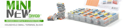Mini Fast Universal Compact Conductor Junction Box Push-In Spring Terminal Block Wire Connector Electrical Cable Splitter