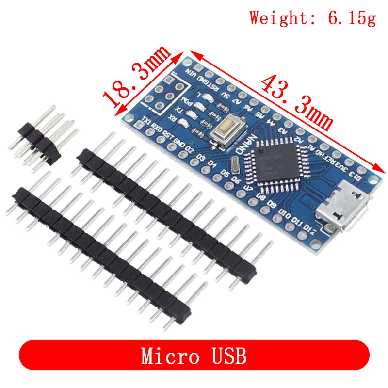 Arduino Nano 3.0 Compatible Controller with CH340 USB Driver ATMEGA328P 16MHz Mini/Micro/Type-C