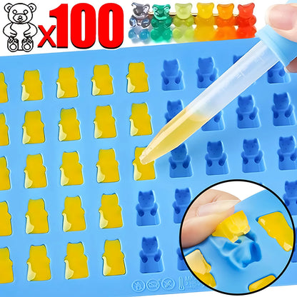 100/50x Candy Silicone Chocolate Mold Baking Supplies DIY Fudge Chocolate Candy Making Molds Gummy Bear Mold With Dropper Pastry
